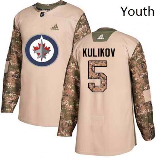 Youth Adidas Winnipeg Jets 5 Dmitry Kulikov Authentic Camo Veterans Day Practice NHL Jersey